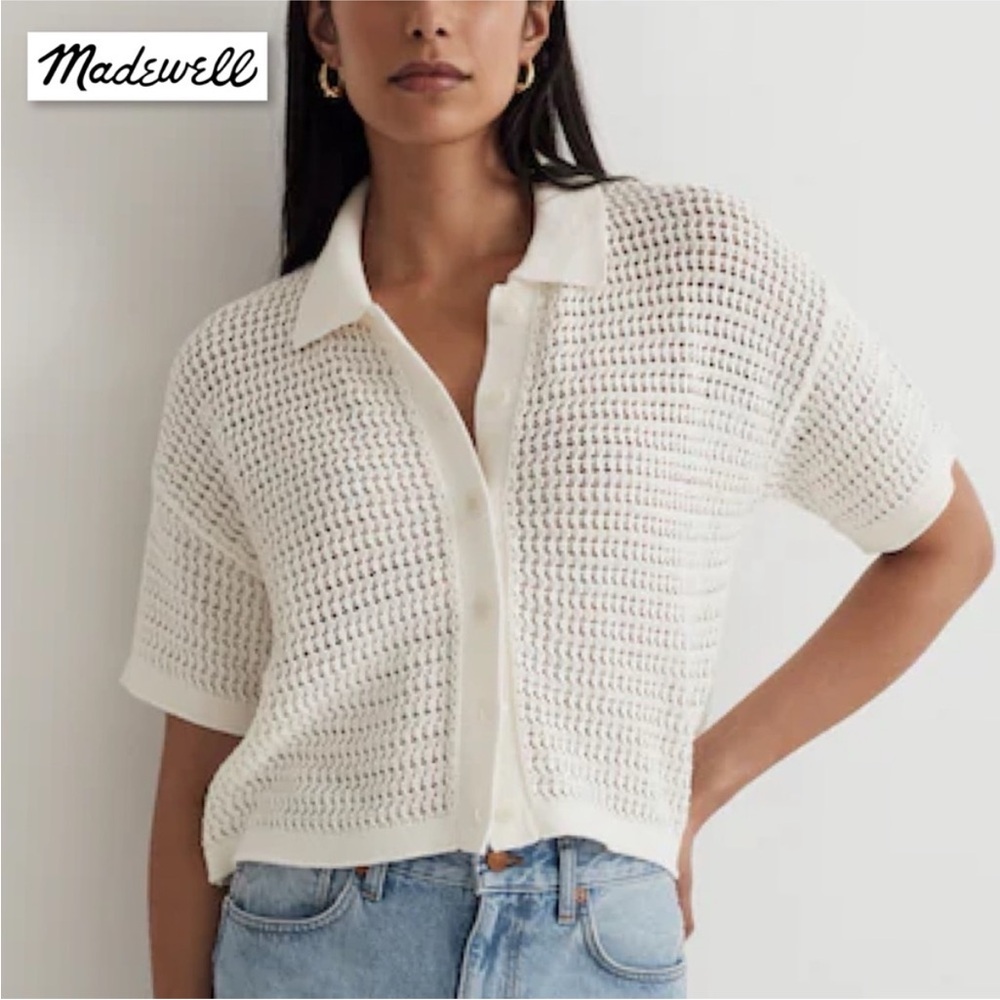 Madewell Crochet Button Down Cardigan